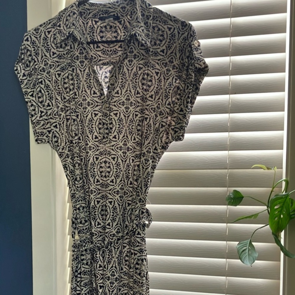 Tommy Hilfiger Black and White Wrap Midi Dress